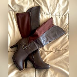 Sexy Brown heel boots with stretchy calf SZ9